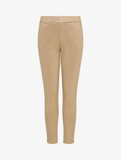 Pantalon droit effet nubuck - Beige - 4