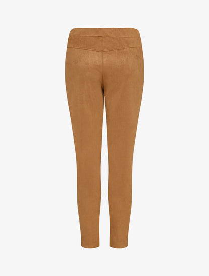 Pantalon droit effet nubuck - Camel - 2