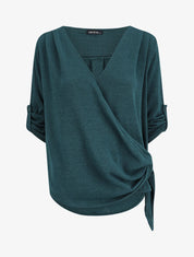 Pull cache-coeur à manches retroussables - Vert - 4