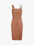 Robe droite en simili à bretelle stylisée - Camel - 1