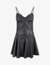 Robe volantée en simili à fines bretelles - Noir - 4