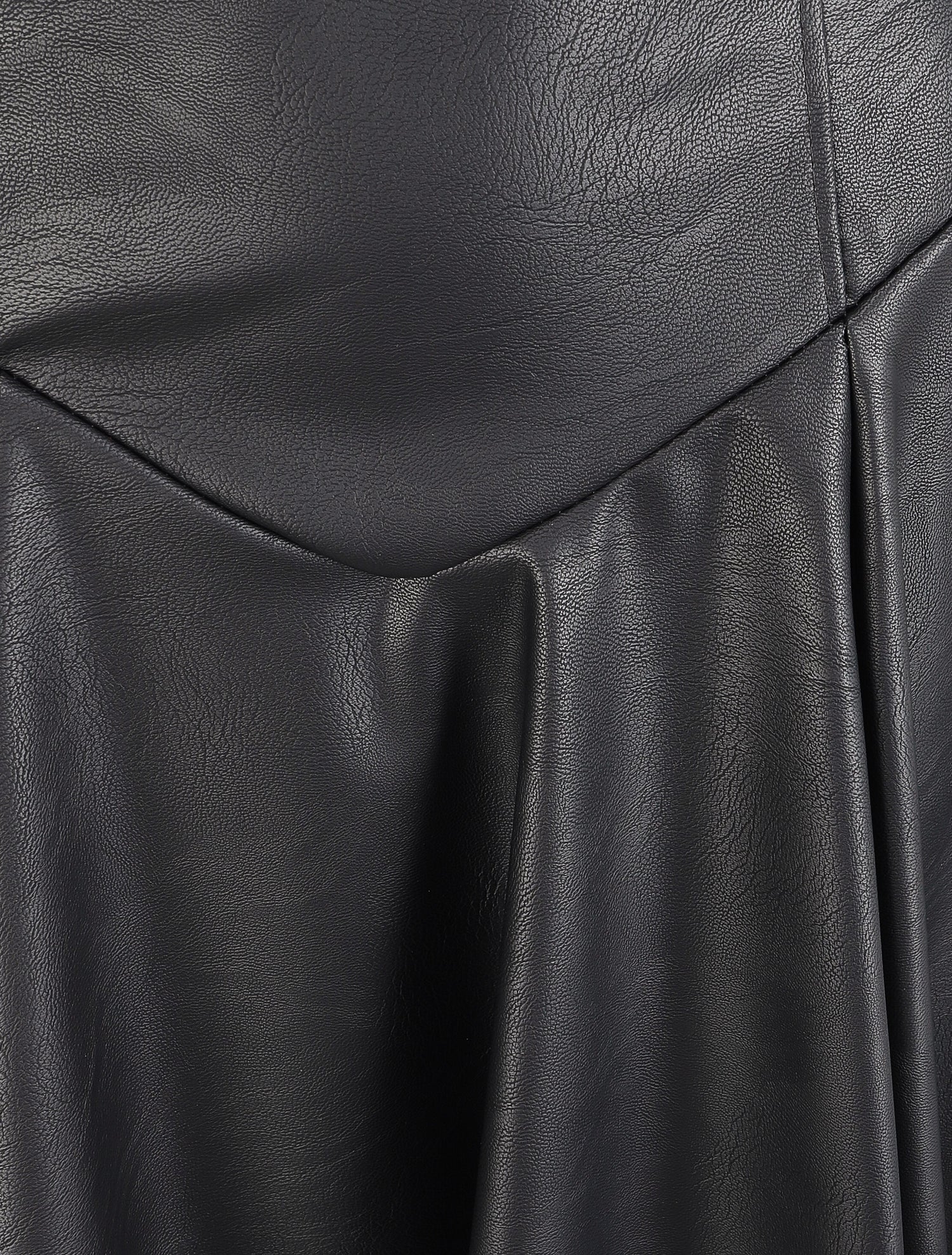 Robe volantée en simili à fines bretelles - Noir - 3