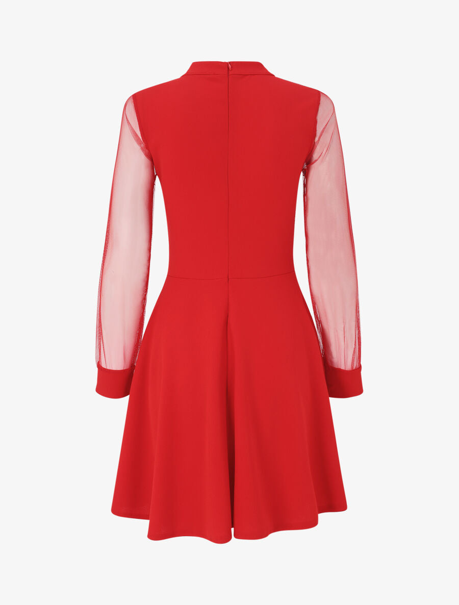Robe patineuse à buste en sequins - Rouge - 2