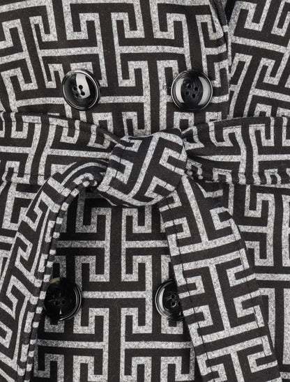 Manteau à motif grec - Gris - 3
