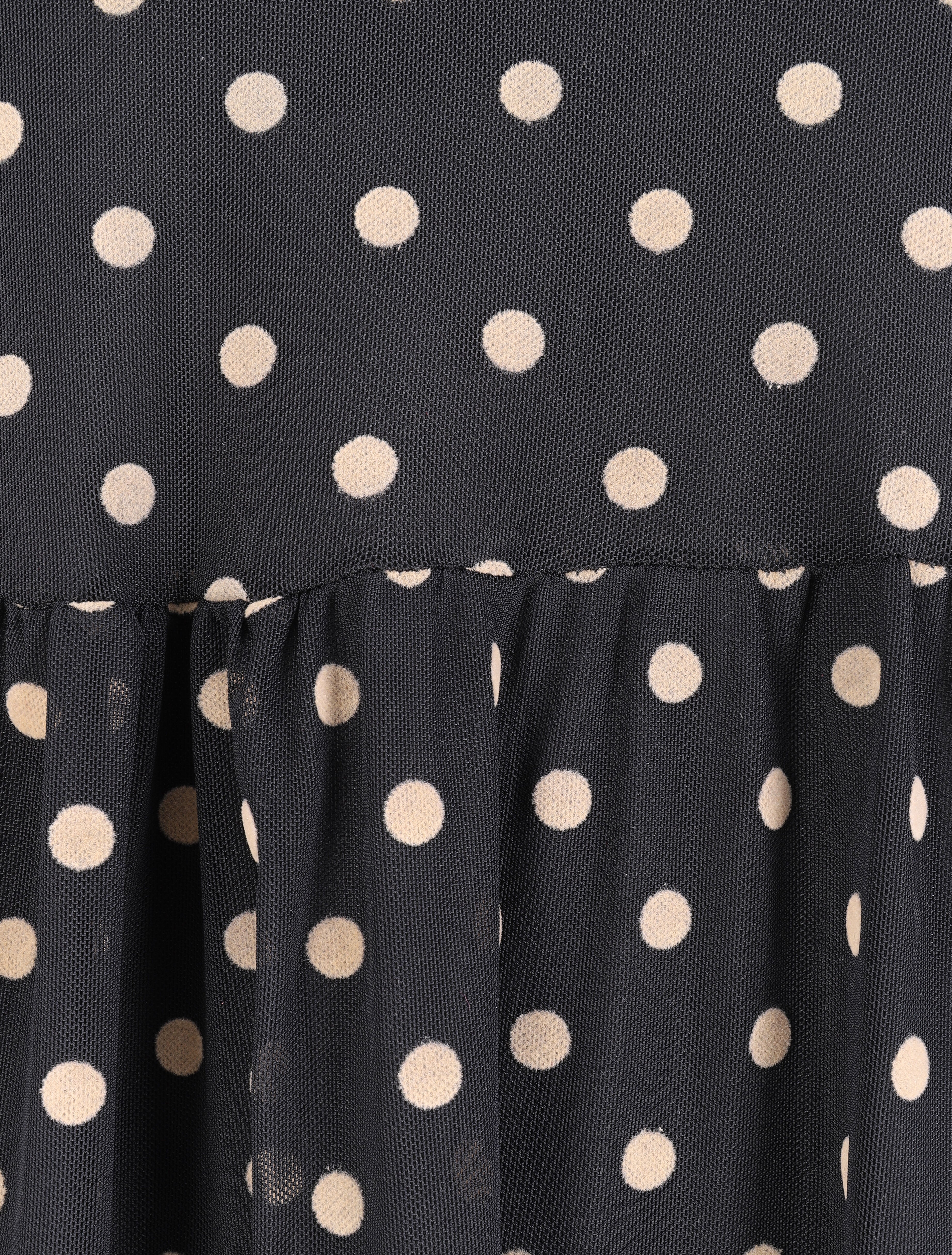 Robe plumetis à col volanté - Beige - 3