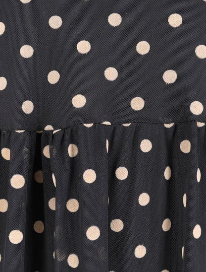 Robe plumetis à col volanté - Beige - 3