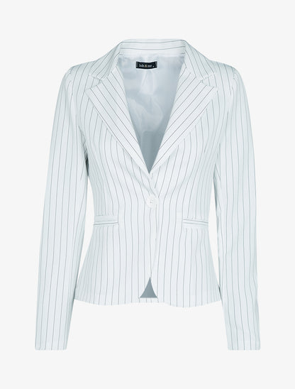 Blazer cintré à rayures - Blanc - 1