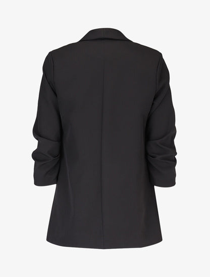 Blazer ouvert à manches plissées - Noir - 2