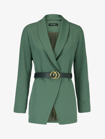 Veste à ceinture contrastante - Kaki - 1