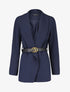 Veste à ceinture contrastante - Marine - 3
