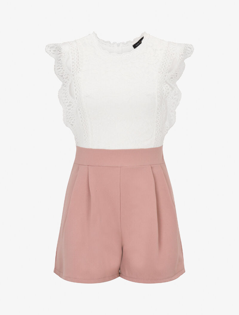 Combishort à buste en crochet - Rose - 4