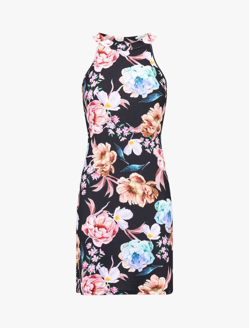 Robe côtelée à imprimés - Noir - 1