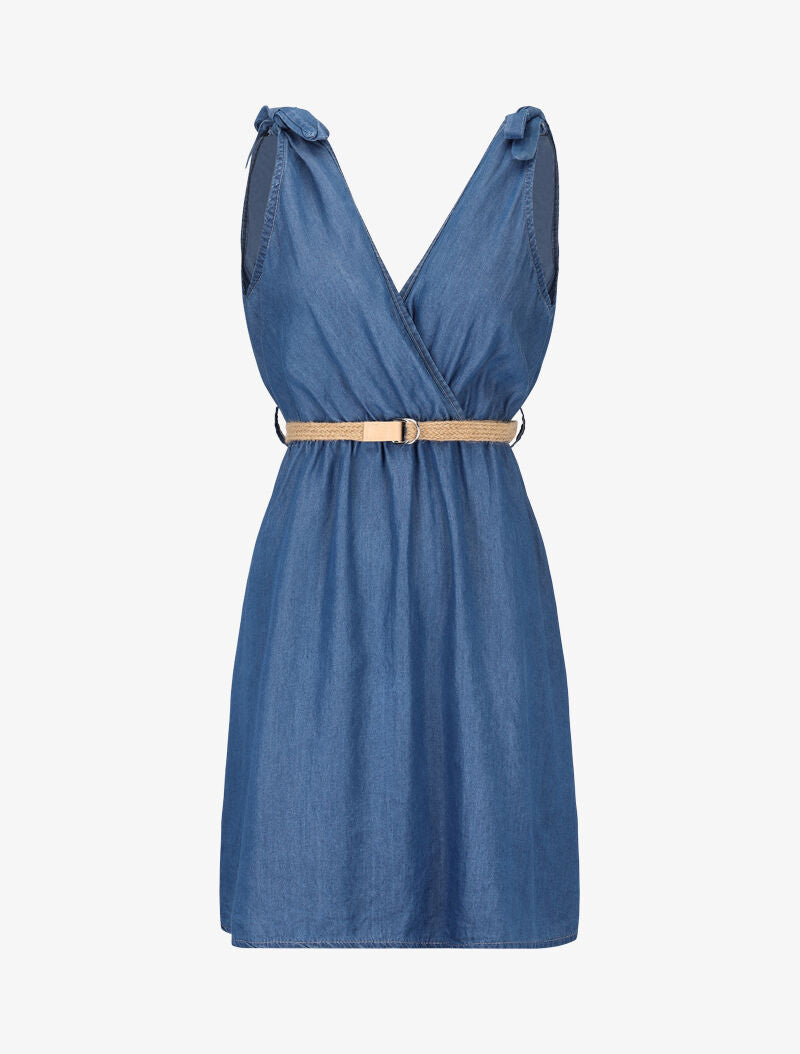 Robe en jean cache coeur - Bleu denim - 3