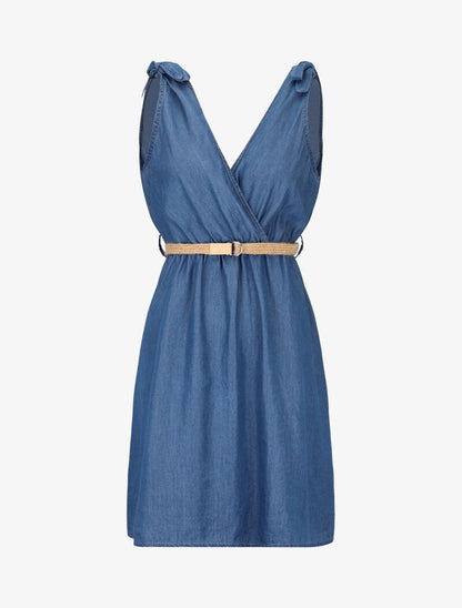 Robe en jean cache coeur - Bleu denim - 3