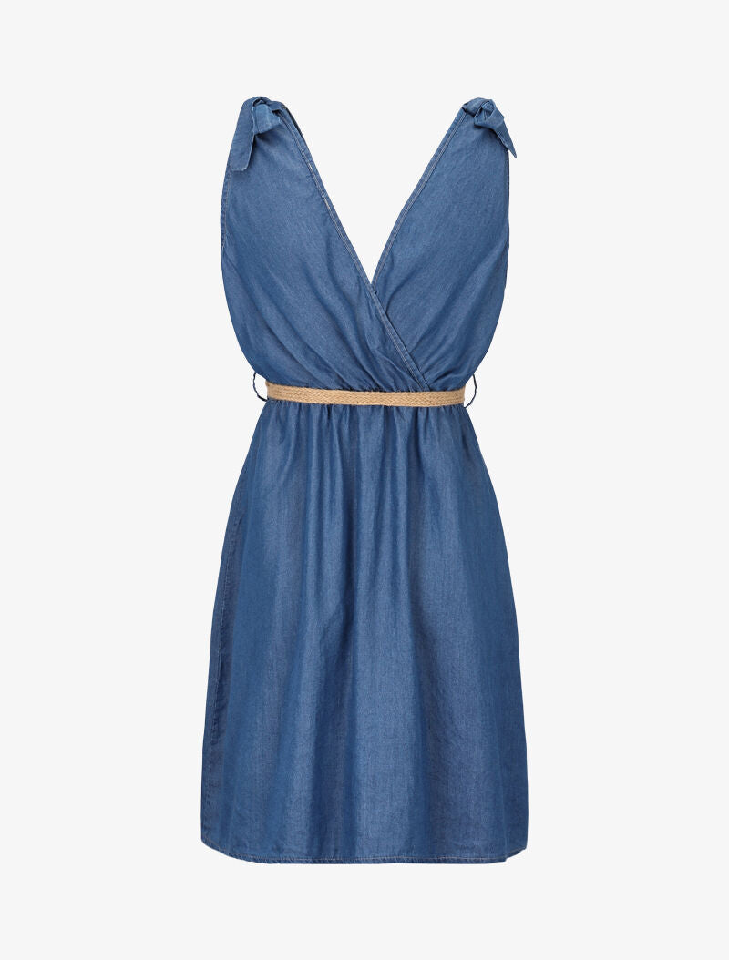Robe en jean cache coeur - Bleu denim - 2