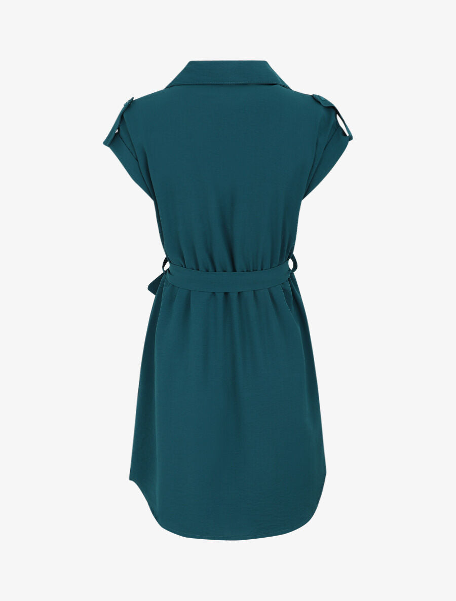 Robe unie manches courtes - Bleu canard - 2