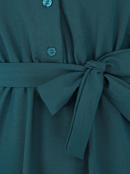 Robe unie manches courtes - Bleu canard - 3