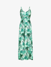 Robe longue imprimé fougères tropicales - Blanc - 1