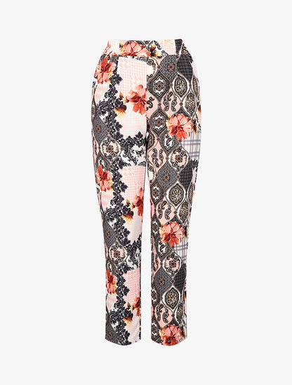 Pantalon carotte à imprimés - Rose - 1