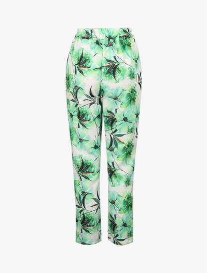 Pantalon carotte à imprimés - Vert menthe - 2