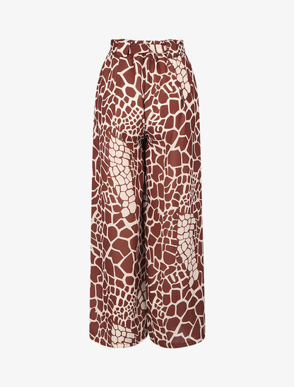Jupe culotte à imprimé girafe - Marron - 2