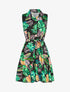 Robe à col chemise et imprimé tropical - Noir - 3