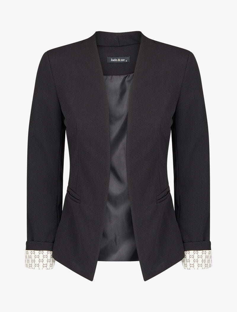 Blazer à revers imprimé graphique - Noir - 2