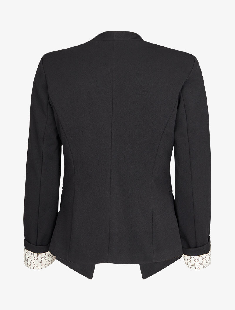 Blazer à revers imprimé graphique - Noir - 3