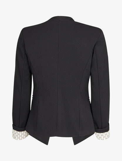 Blazer à revers imprimé graphique - Noir - 3