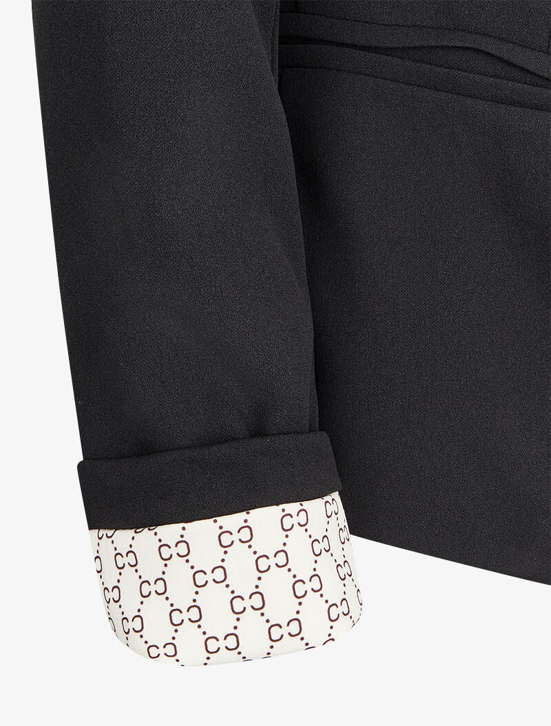 Blazer à revers imprimé graphique - Noir - 4