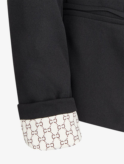 Blazer à revers imprimé graphique - Noir - 4