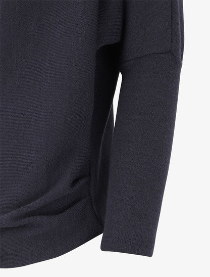 Pull fin à col bénitier et manches dolman - Bleu - 3