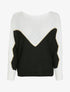 Pull en grosse maille à motif V irisé - Noir - 1