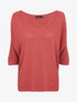 Pull loose en maille fine à manches 3/4 - Rose foncé - 1