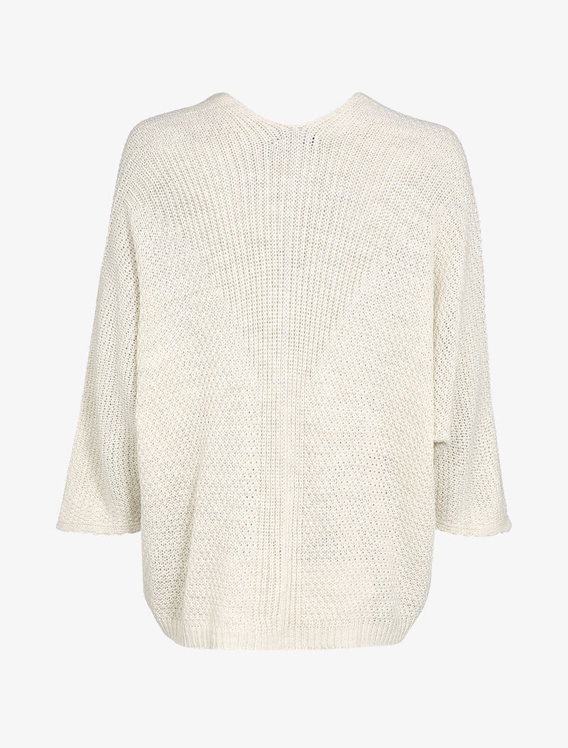Gilet oversize à manches dolmans et détail en V au dos - Écru - 2