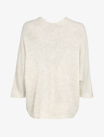 Gilet oversize à manches dolmans et détail en V au dos - Écru - 2