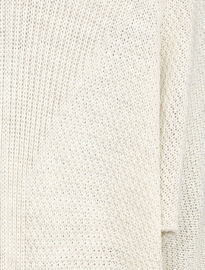 Gilet oversize à manches dolmans et détail en V au dos - Écru - 3