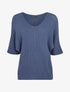 Pull oversize à manches 3/4 et col U - Bleu - 1