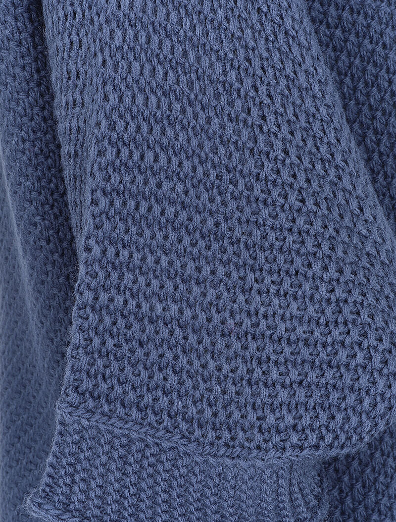 Pull oversize à manches 3/4 et col U - Bleu - 3