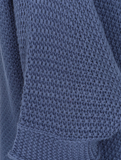Pull oversize à manches 3/4 et col U - Bleu - 3