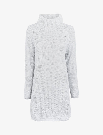 Robe pull à col roulé et manches raglan - Gris clair - 4