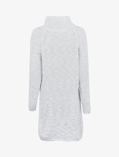 Robe pull à col roulé et manches raglan - Gris clair - 2