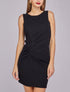 Robe unie mi-longue froncée - Noir - 4
