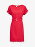Robe droite à détails dentelle - Rouge - 4