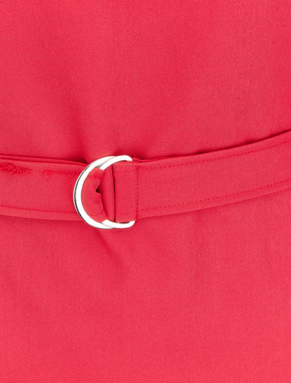 Robe droite à détails dentelle - Rouge - 3