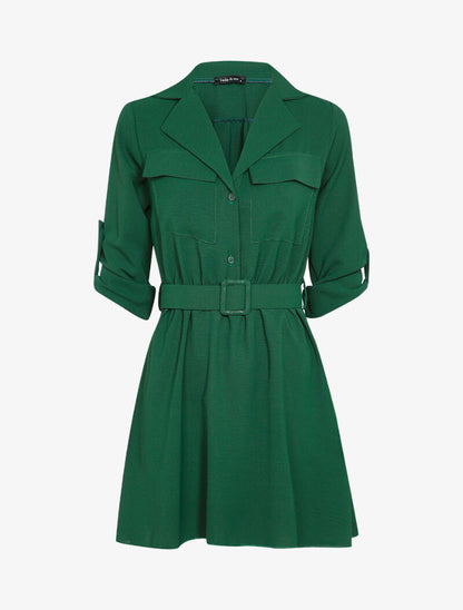 Robe patineuse mi-longue coton flammé - Vert foncé - 3