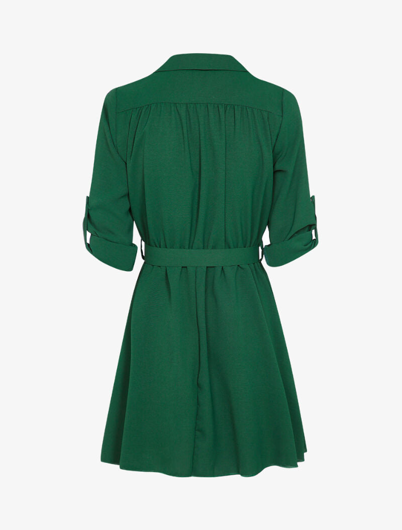Robe patineuse mi-longue coton flammé - Vert foncé - 2