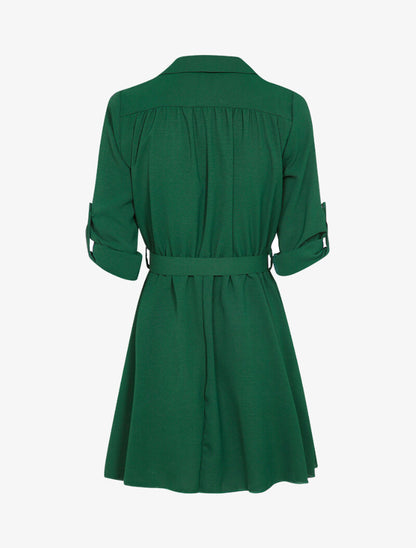Robe patineuse mi-longue coton flammé - Vert foncé - 2