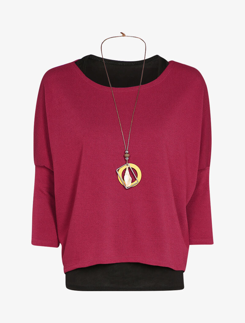 Pull oversize manches dolman et débardeur - Bordeaux - 4
