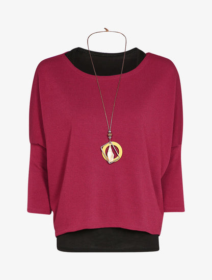 Pull oversize manches dolman et débardeur - Bordeaux - 4